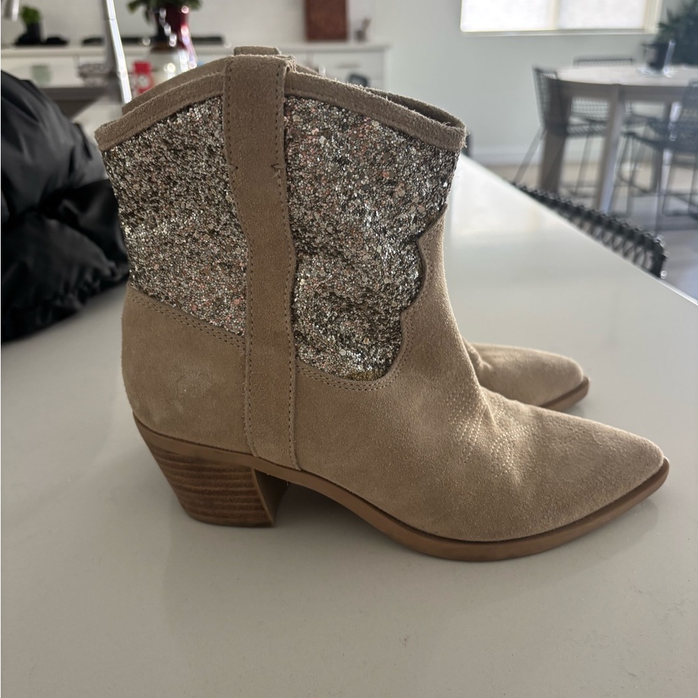 Dolce Vita Glitter Cowgirl Ankle Boots